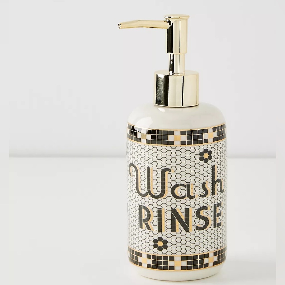 NWOT Anthropologie The Bistro Tile Stoneware Bath Soap Pump